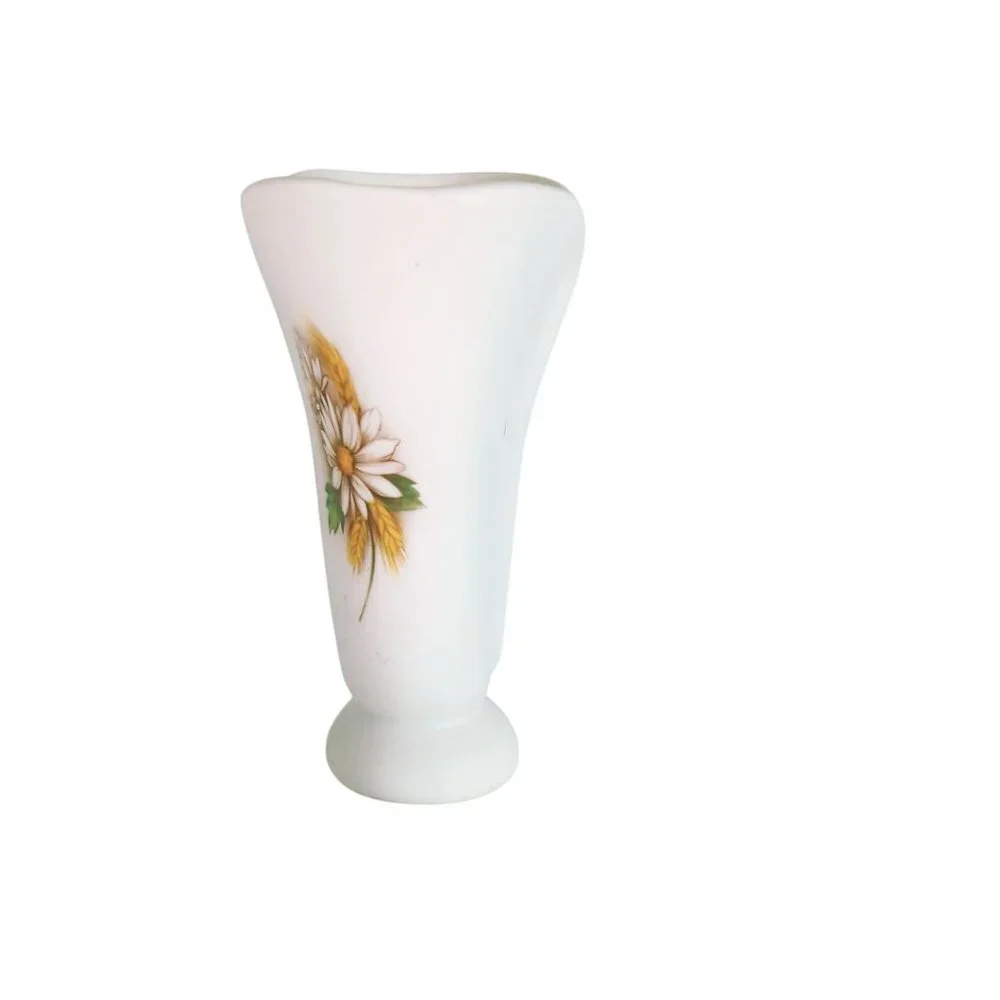 Vintage ABP American Bisque Porcelains Floral Vase Daisies & Wheat Design